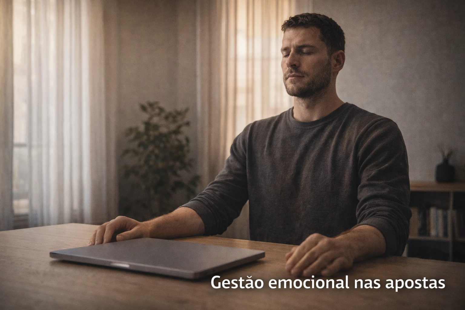 Pessoa em estado de calma e foco a praticar mindfulness na secretária