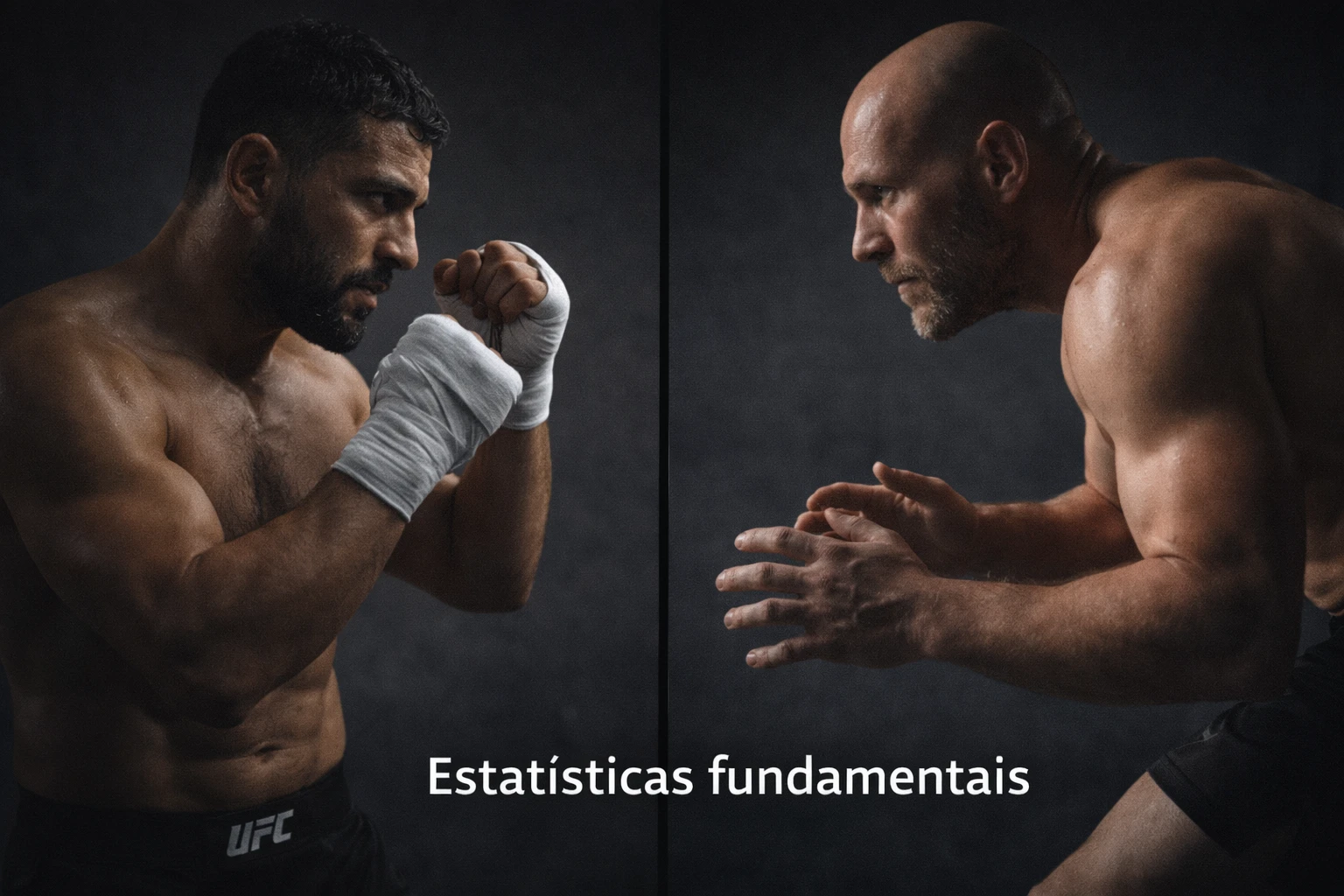 Dois lutadores de MMA em perfil: striker em posição de boxe e grappler em posição de wrestling